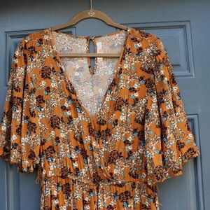 Anthropologie BAND OF GYPSIES L Floral Jumpsuit